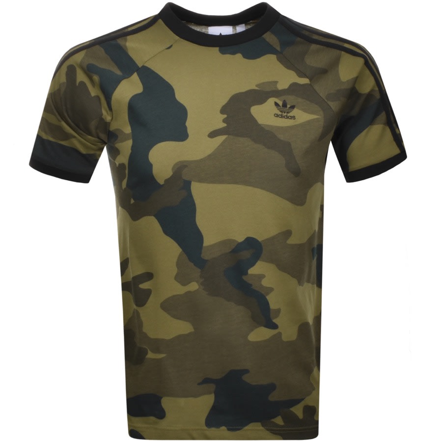 Alternative Image for ProductAdidas Originals Camouflage 3 Stripe T Shirt Khaki1